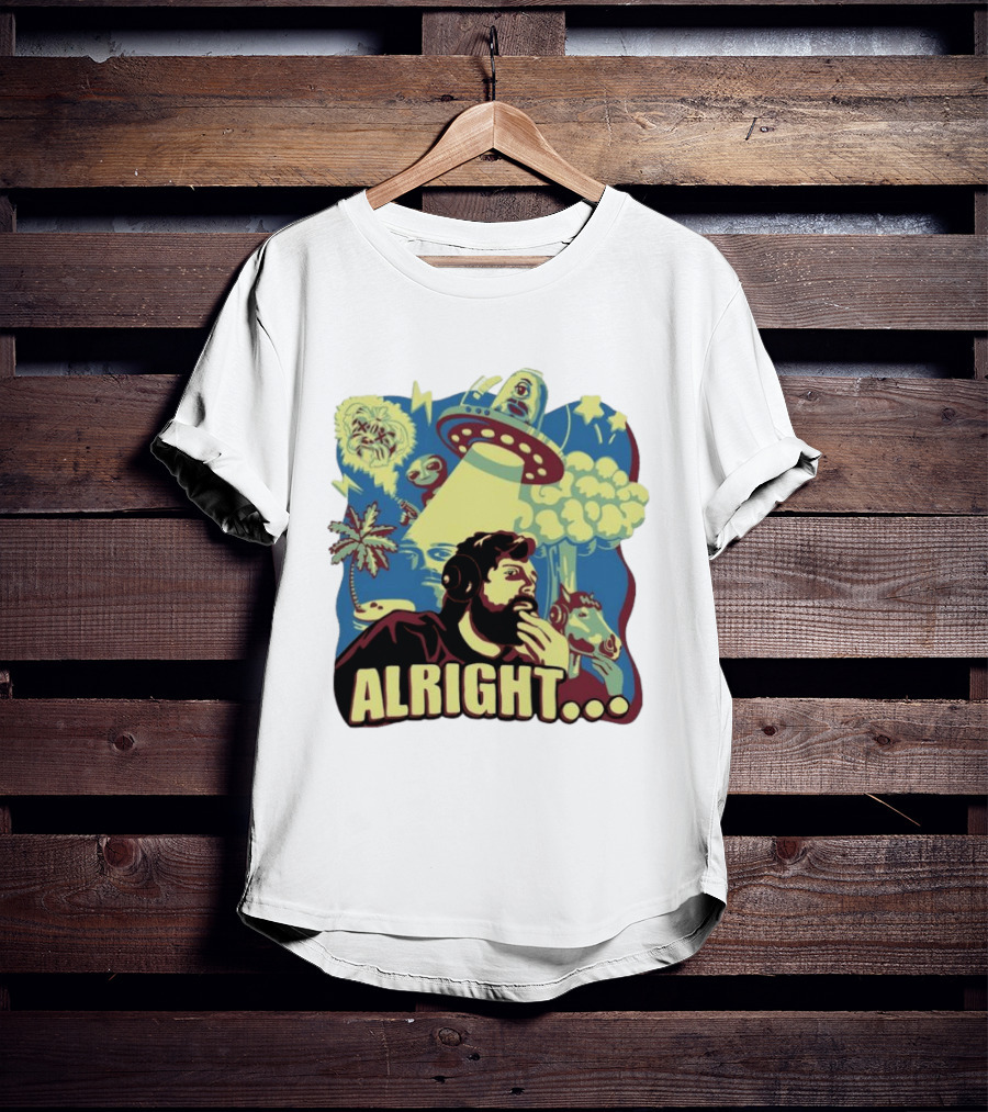 Forsen Alright UFO Meme With Headphones And Surreal T-Shirt