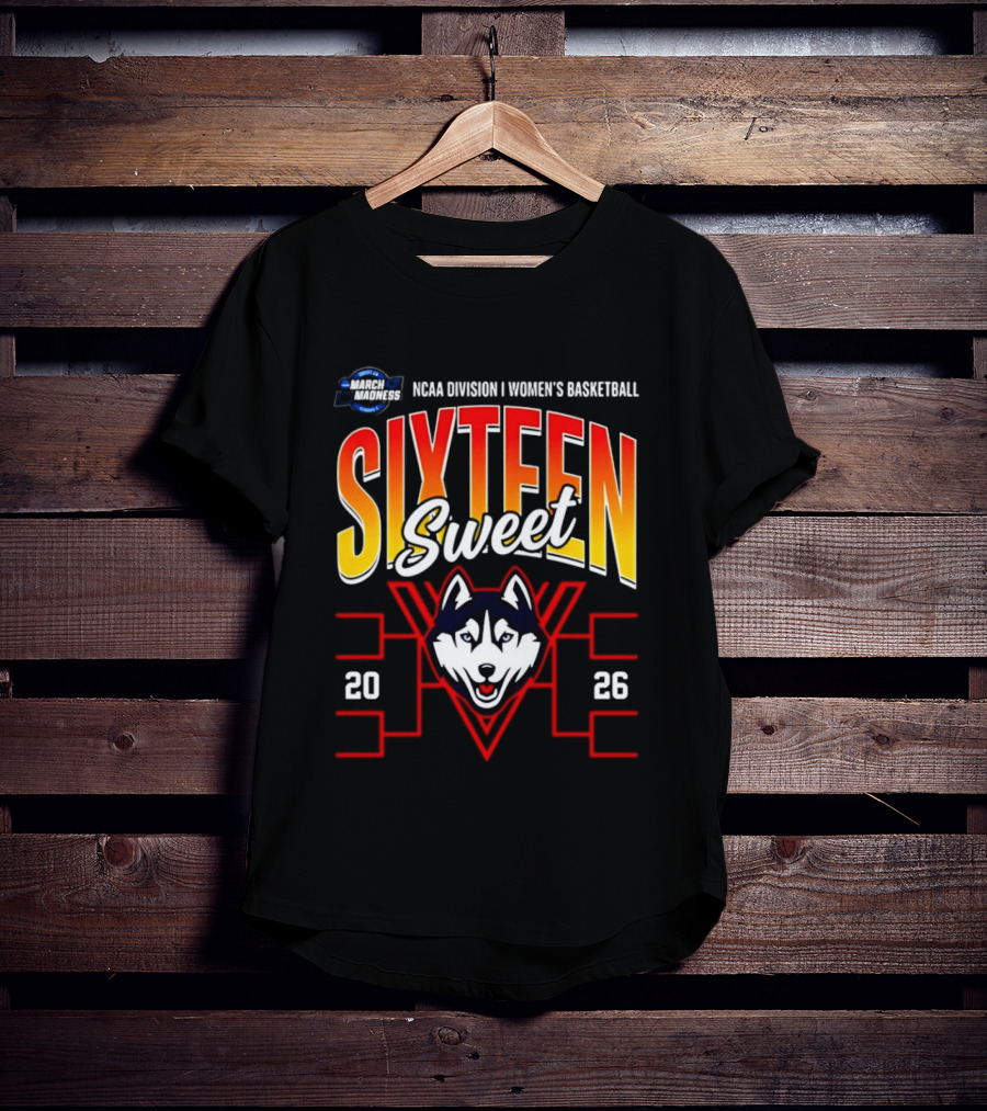 NCAA Division I Women's Basketball UConn Huskies 2026 Sweet Sixteen March Madness Tournament T-Shirt