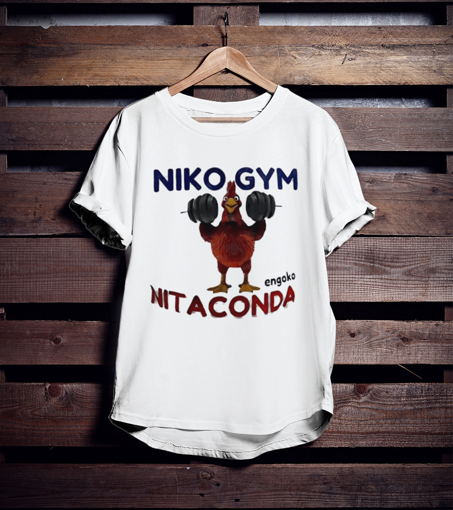 Niko Gym Engoko Nitaconda Rooster Lifting Weights Fitness Fun T-Shirt
