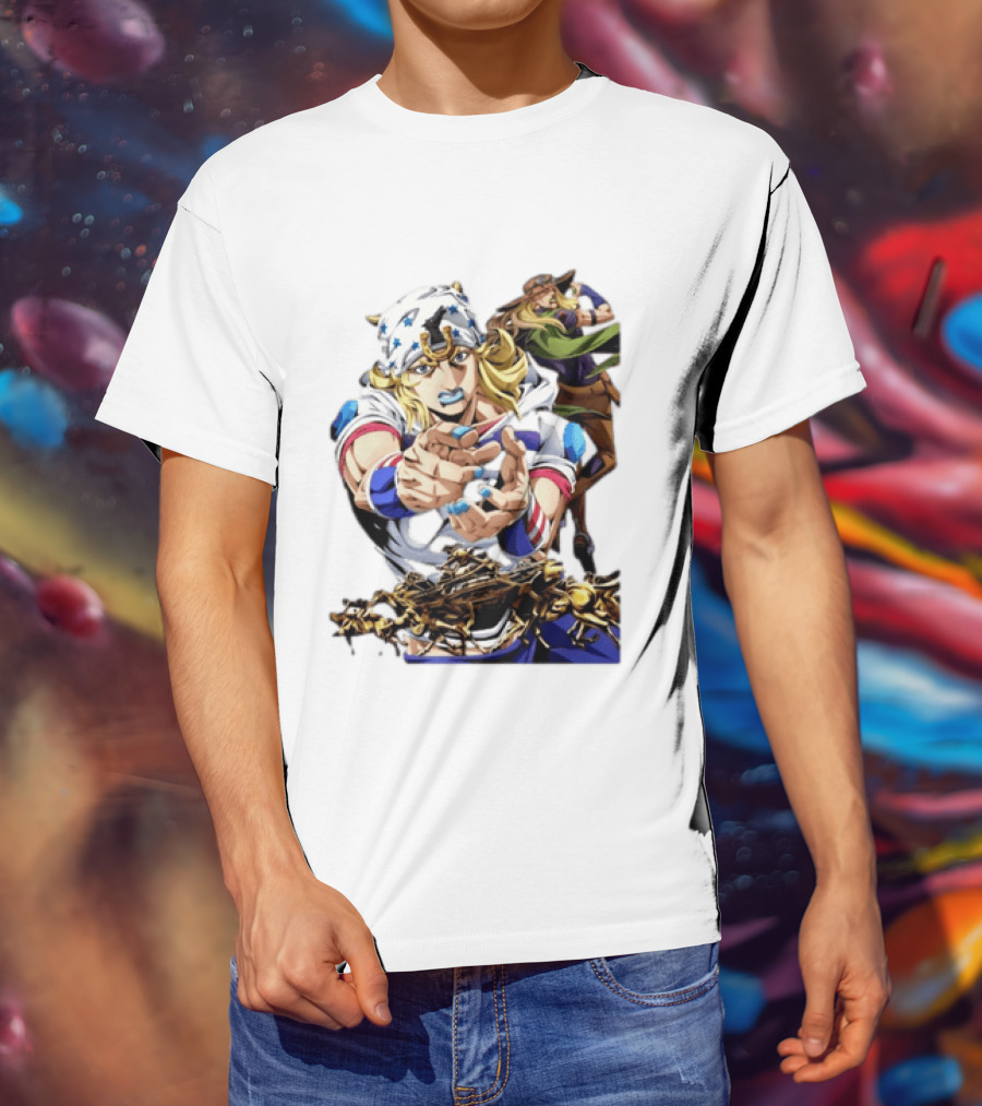 Steel Ball Run JoJo's Bizarre Adventure Gyro Zeppeli And Johnny Joestar Anime Characters T-Shirt