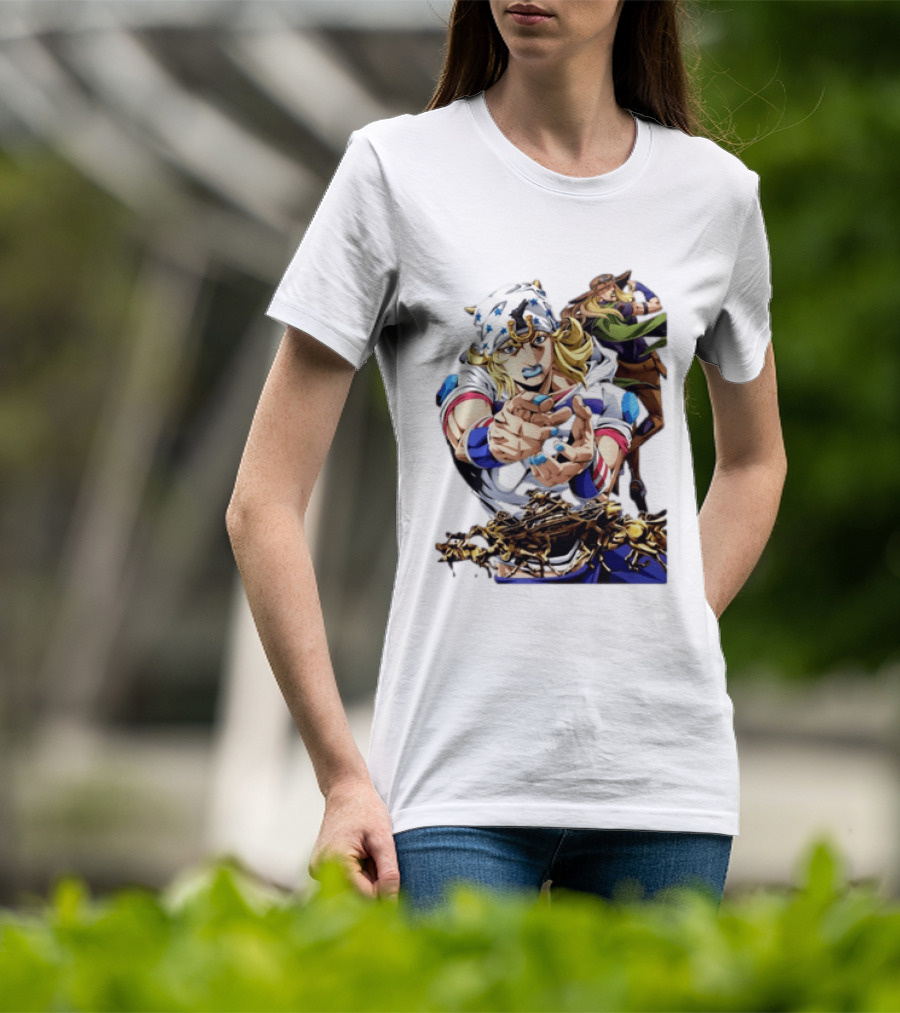 Steel Ball Run JoJo's Bizarre Adventure Gyro Zeppeli And Johnny Joestar Anime Characters T-Shirt