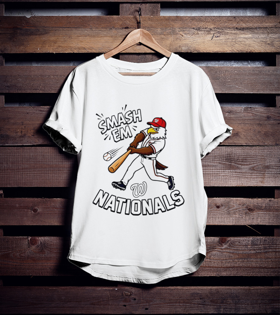 Washington Nationals Screech Smash Em Mascot Baseball Swing T-Shirt