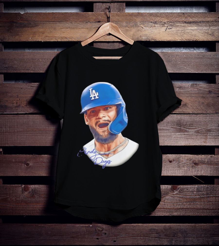 Andy Pages Los Angeles Dodgers MLB 2026 Big Face LA Helmet T-Shirt