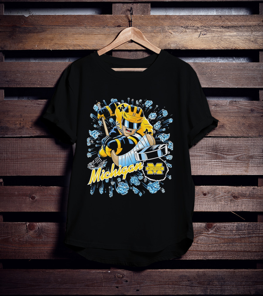 Michigan Wolverines Hockey Player Caricature 2026 Michigan M Team T-Shirt