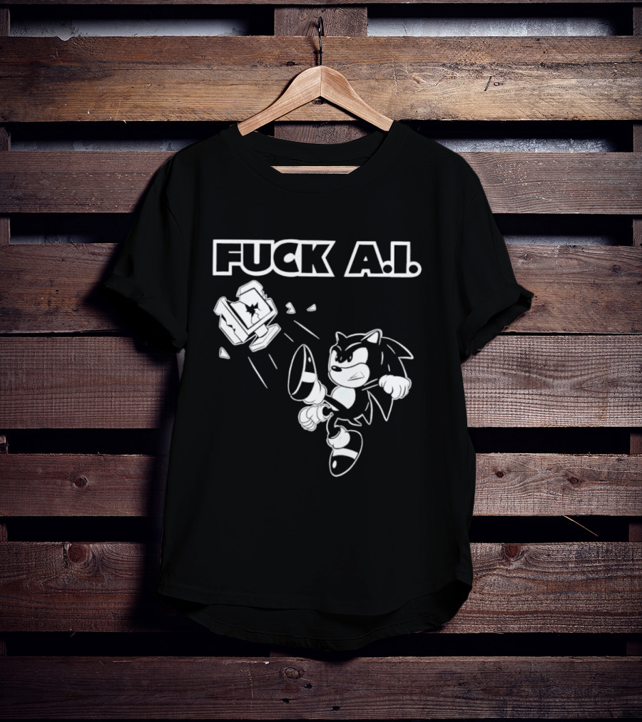 F*ck AI Hedgehog Kick Anti AI T-Shirt