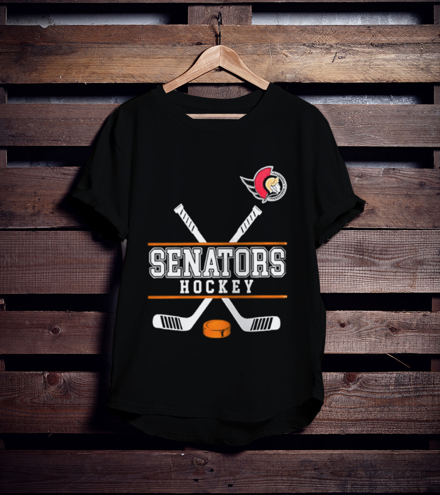 Ottawa Senators Hockey NHL Crossed Sticks T-Shirt