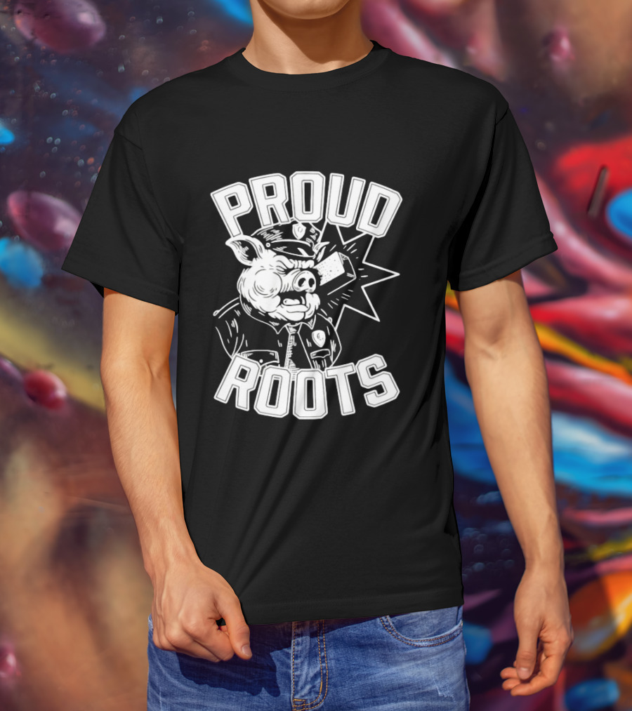 Proud Roots Pig Police Uniform Stars And Stripes T-Shirt