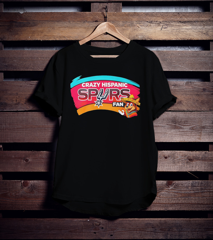 Crazy Hispanic San Antonio Spurs Fan Cartoon T-Shirt