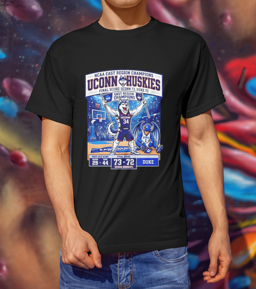 UConn Huskies NCAA East Region Champions Final Score 73 72 Over Duke T-Shirt