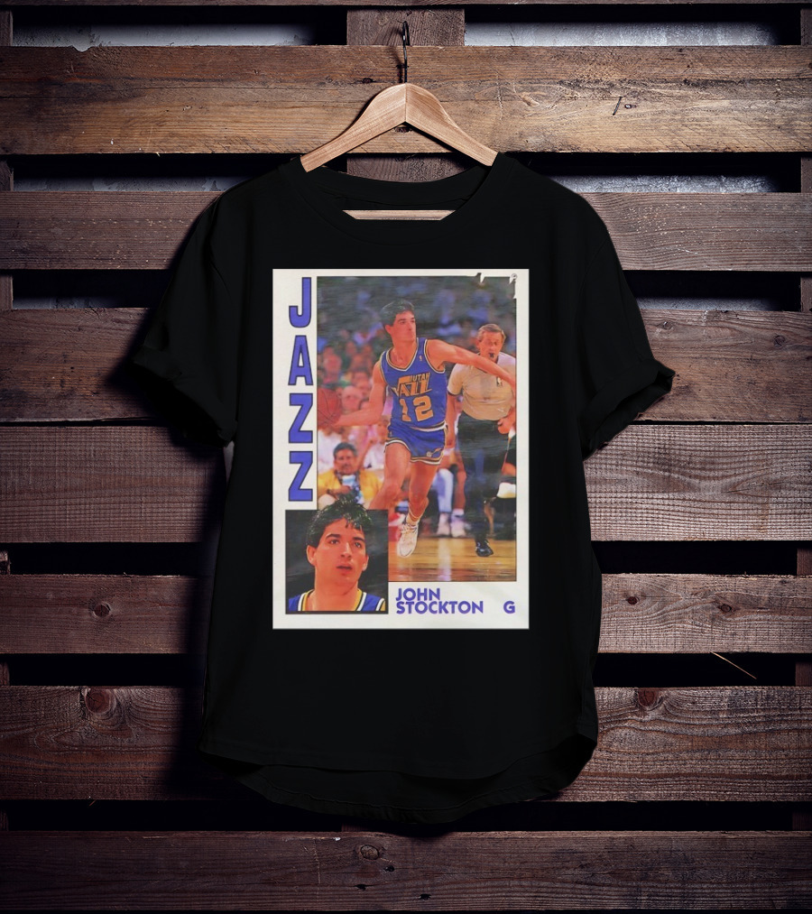 John Stockton Utah Jazz 1992 Basketball Card Vintage NBA Memorabilia T-Shirt