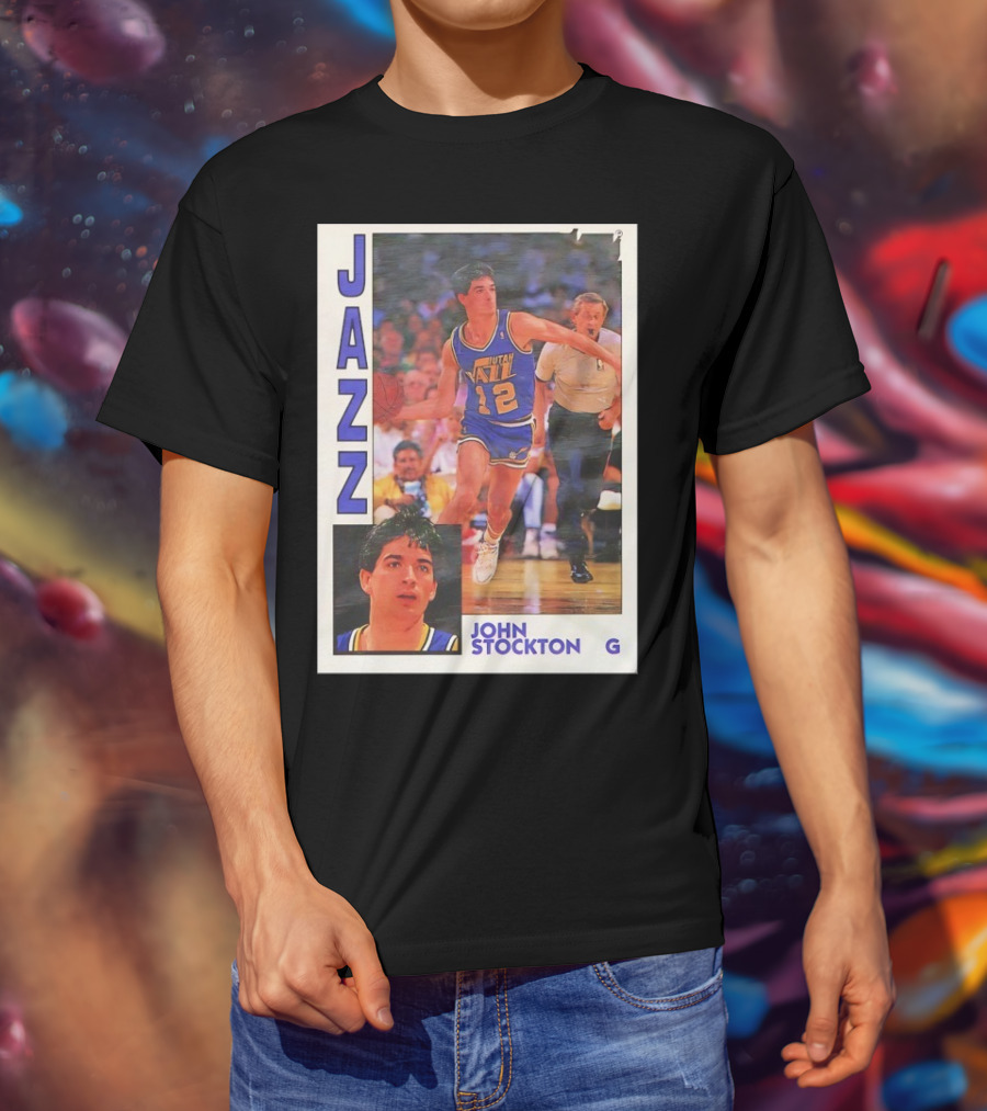 John Stockton Utah Jazz 1992 Basketball Card Vintage NBA Memorabilia T-Shirt