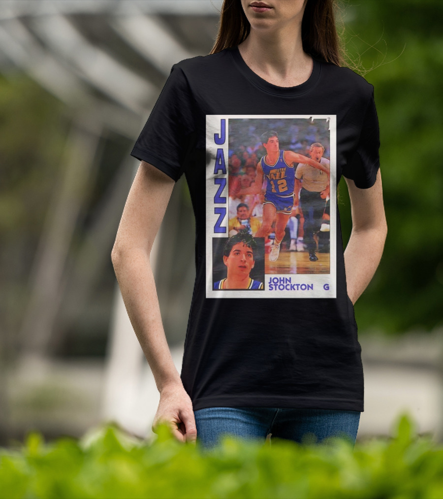 John Stockton Utah Jazz 1992 Basketball Card Vintage NBA Memorabilia T-Shirt