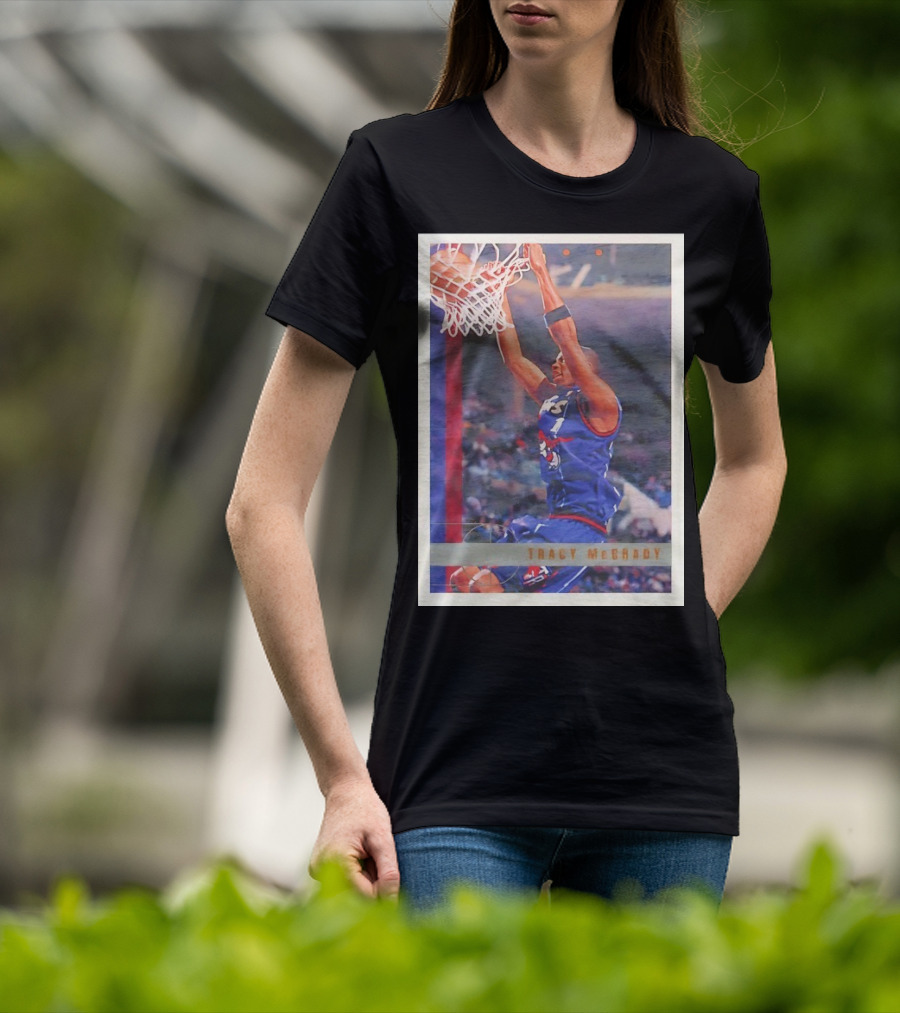 Tracy McGrady Toronto Raptors 1996 Basketball Card Dunk Slam T-Shirt