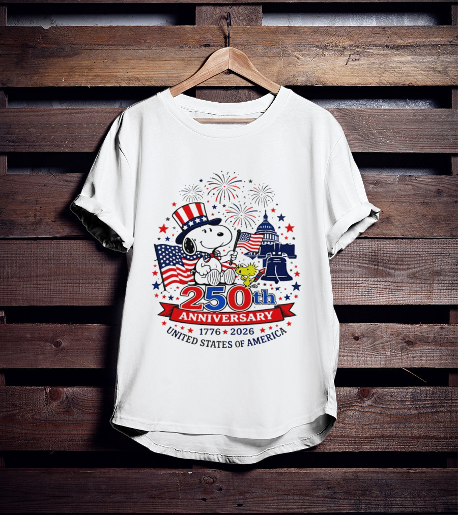 Snoopy 250th Anniversary 1776 2026 Patriotic Celebration United States Of America T-Shirt