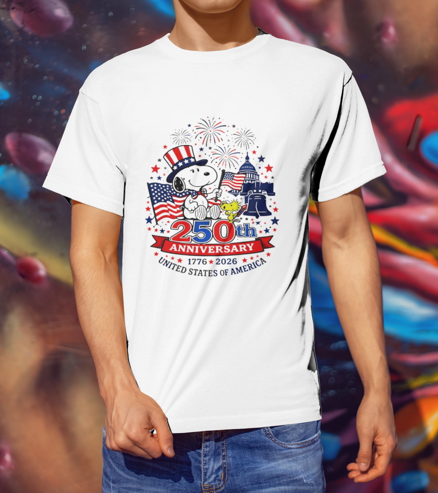 Snoopy 250th Anniversary 1776 2026 Patriotic Celebration United States Of America T-Shirt