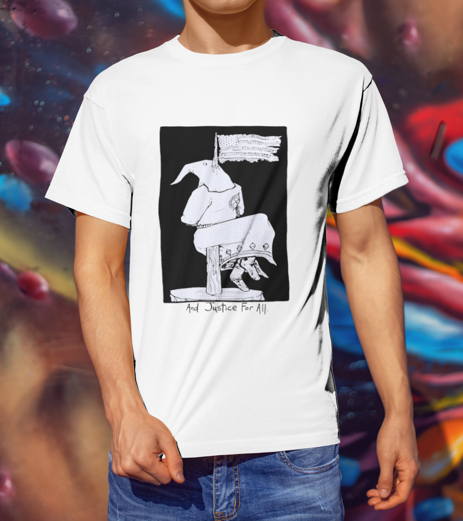 Anti Ku Klux Klan And Justice For All Hanging Effigy With Flag T-Shirt