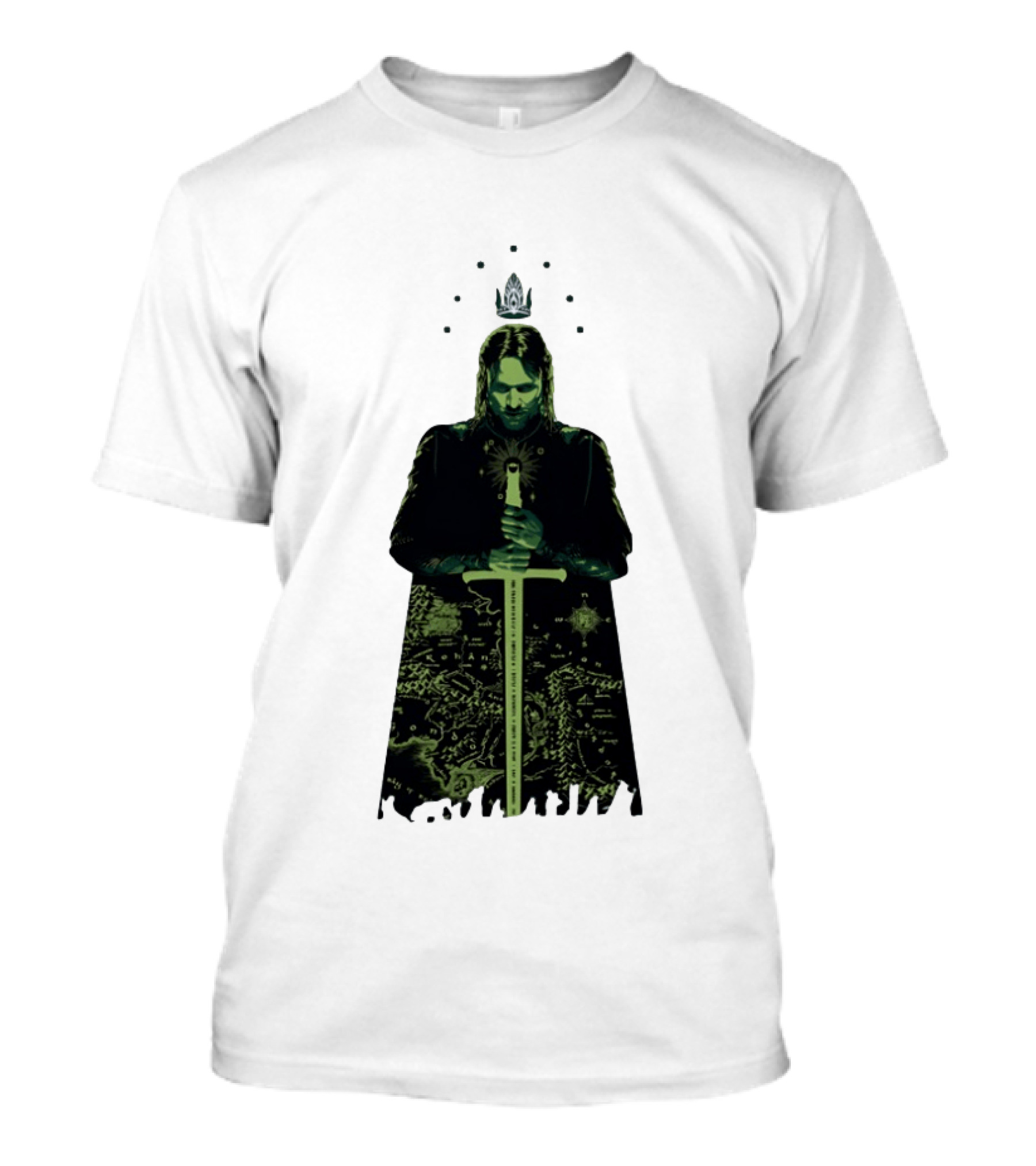 The Lord Of The Rings Aragorn Sword Map Middle Earth King T-Shirt