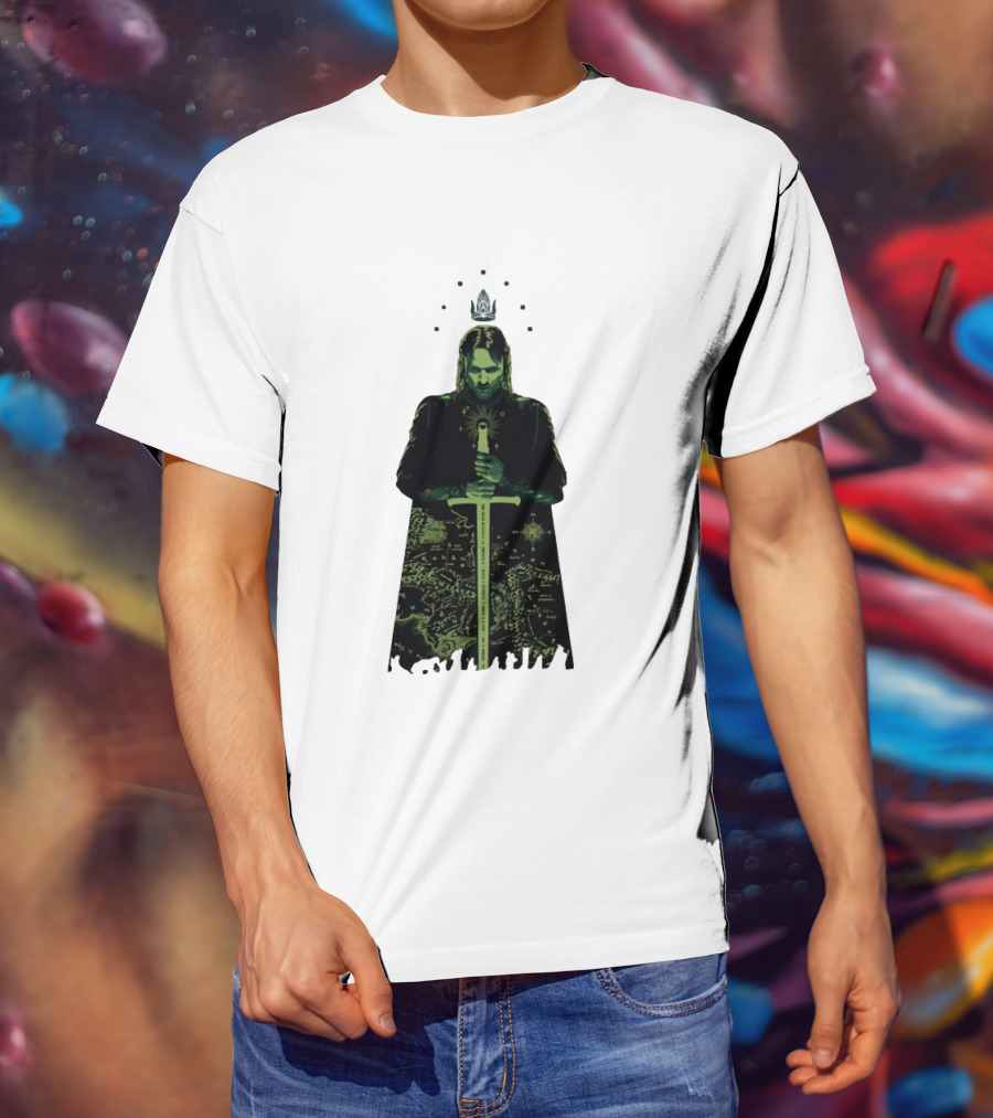 The Lord Of The Rings Aragorn Sword Map Middle Earth King T-Shirt
