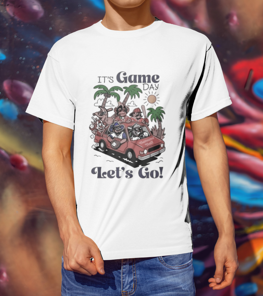 It's Game Day Let's Go Banana Ball Van And Palm Trees Adventure T-Shirt