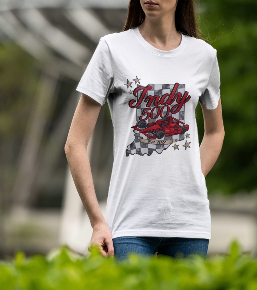 Indy 500 Racing Checkered Flag Red Race Car Est. 1911 Indianapolis T-Shirt