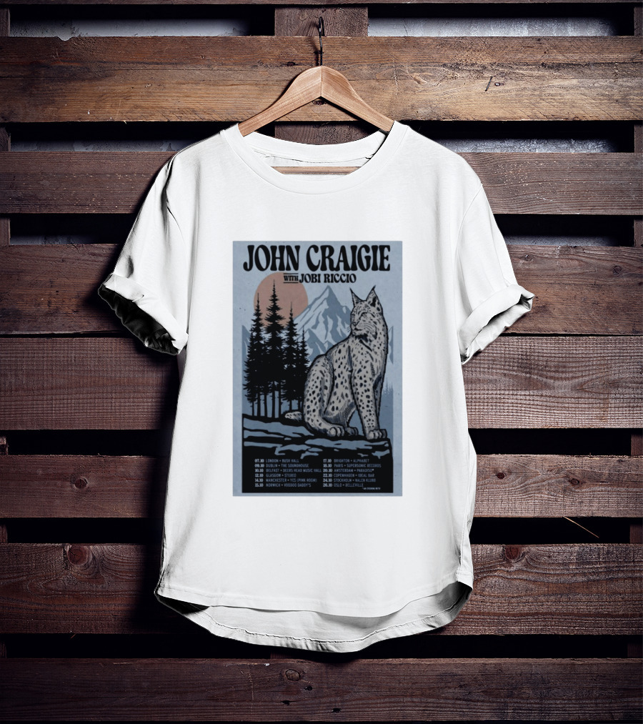 John Craigie With Jobi Riccio Tour 2026 Europe Concert Dates Lynx Mountain Forest T-Shirt