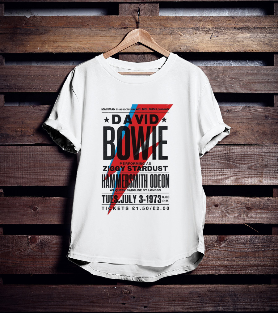 David Bowie Performing As Ziggy Stardust Hammersmith Odeon London July 3 1973 T-Shirt