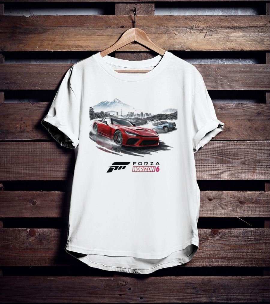 Forza Horizon 6 Red Sports Car And SUV Racing Scene T-Shirt