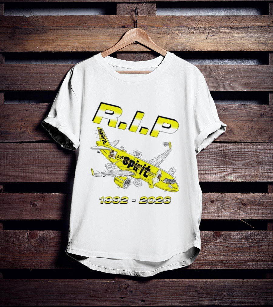 RIP Spirit Airlines 1992 2026 Yellow Plane Cartoon T-Shirt