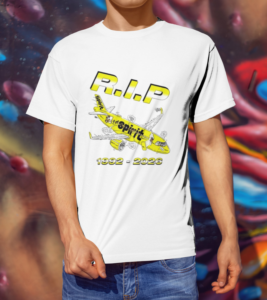 RIP Spirit Airlines 1992 2026 Yellow Plane Cartoon T-Shirt