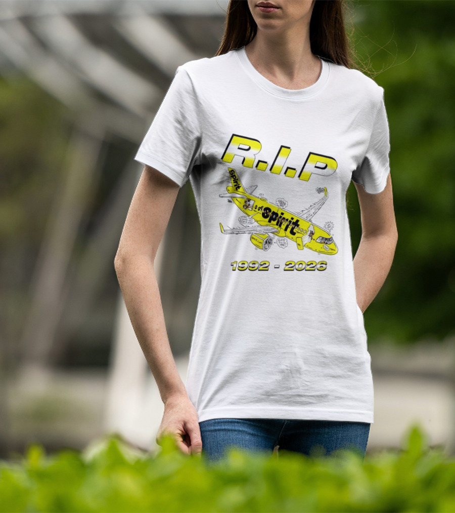 RIP Spirit Airlines 1992 2026 Yellow Plane Cartoon T-Shirt