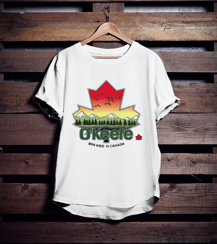 O'Keefe Brewed In Canada Maple Leaf Mountains And Geese T-Shirt