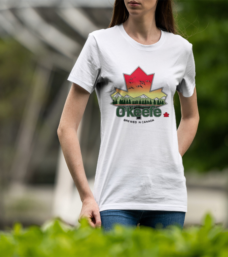 O'Keefe Brewed In Canada Maple Leaf Mountains And Geese T-Shirt