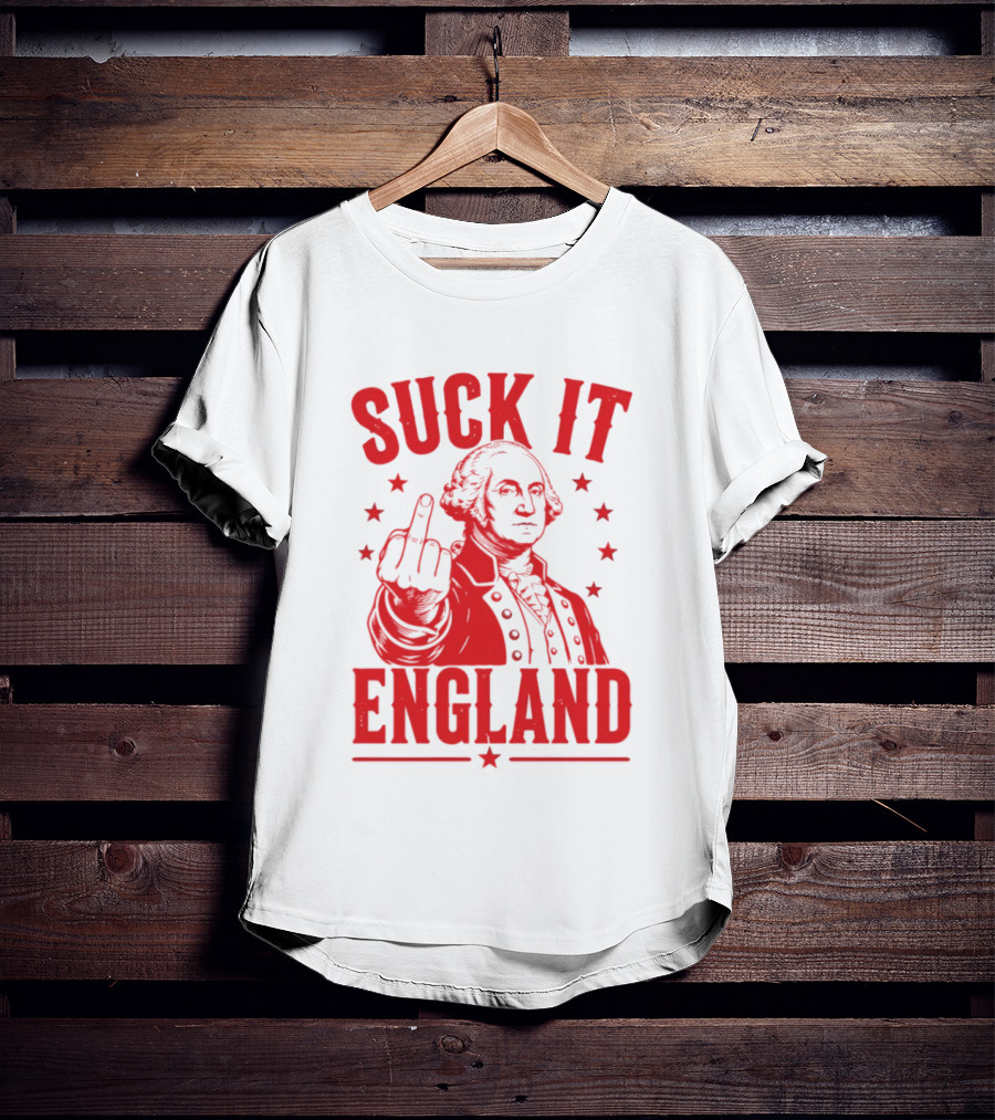 Suck It England George Washington Middle Finger Gesture T-Shirt