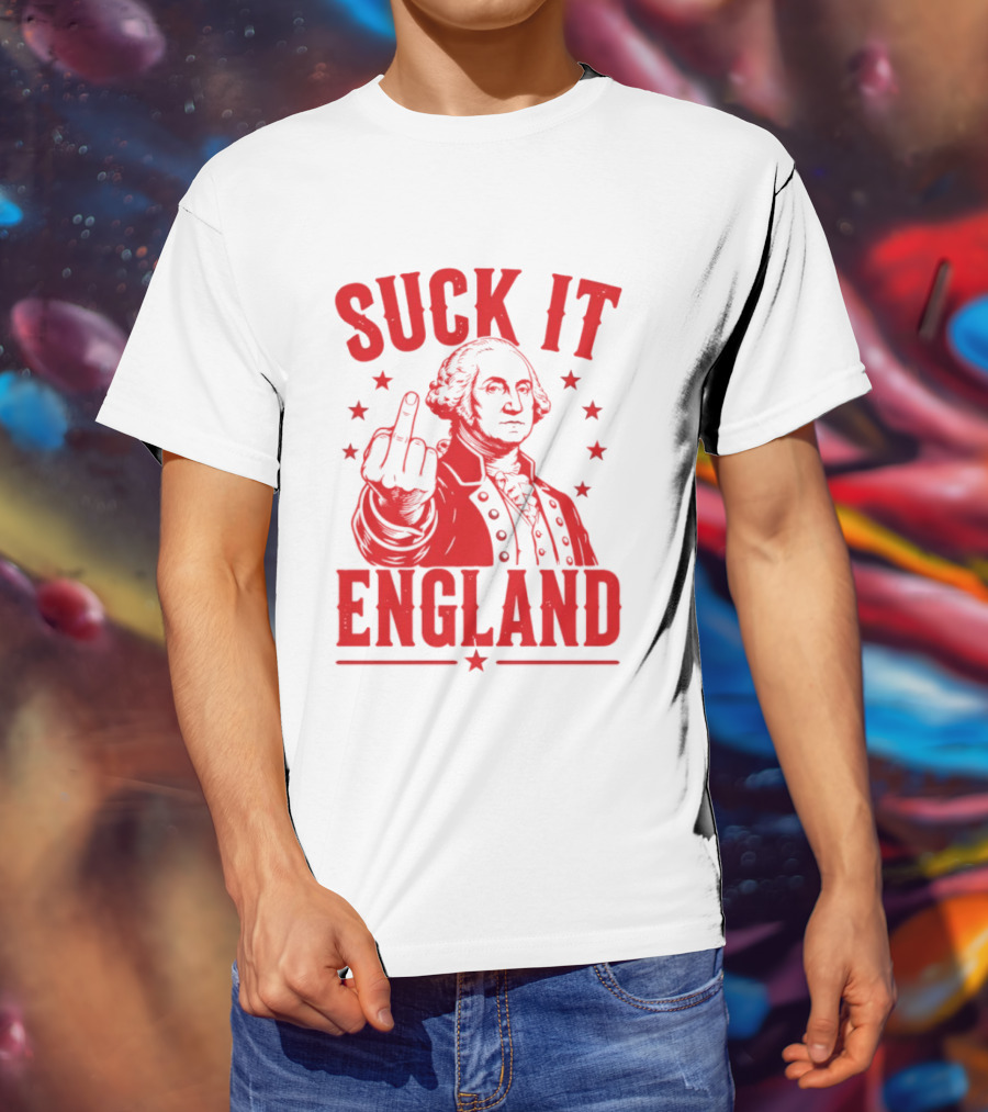 Suck It England George Washington Middle Finger Gesture T-Shirt