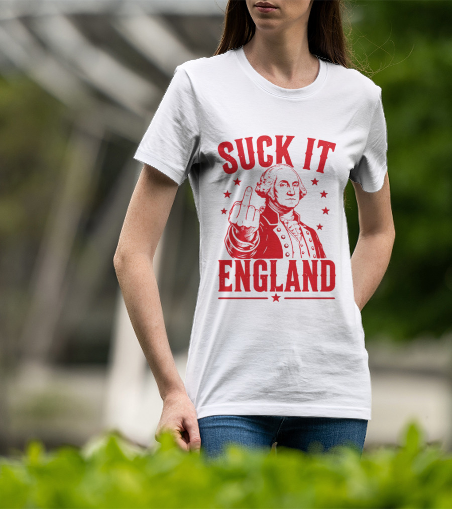 Suck It England George Washington Middle Finger Gesture T-Shirt