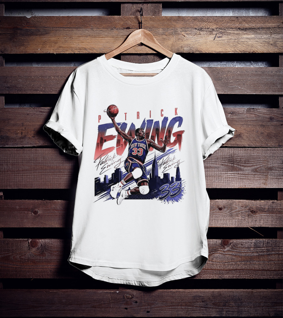 Patrick Ewing New York Knicks Skyline 33 T-Shirt