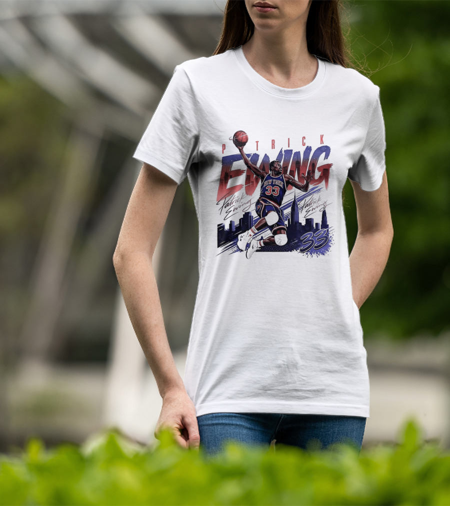 Patrick Ewing New York Knicks Skyline 33 T-Shirt