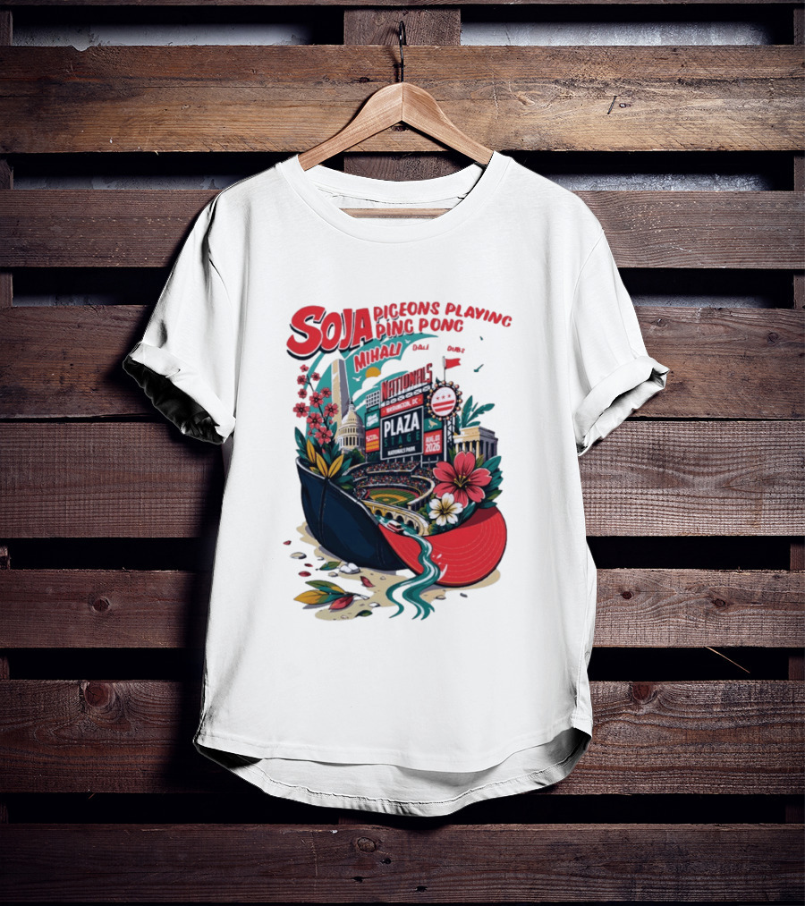 SOJA Pigeons Playing Ping Pong Mihali Nationals Park Plaza Stage DC August 1 2026 T-Shirt