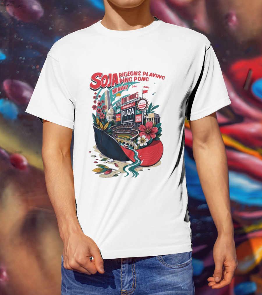 SOJA Pigeons Playing Ping Pong Mihali Nationals Park Plaza Stage DC August 1 2026 T-Shirt