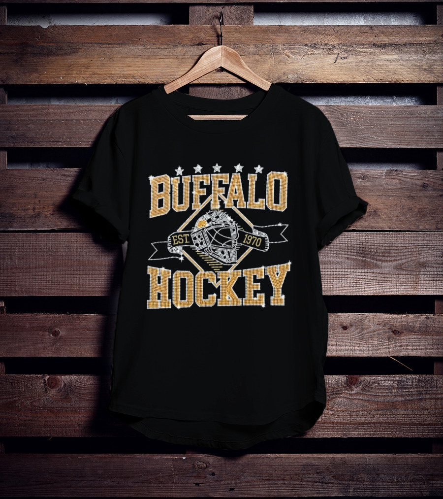 Buffalo Hockey Est 1970 Vintage Style Goalie Mask Five Stars T-Shirt