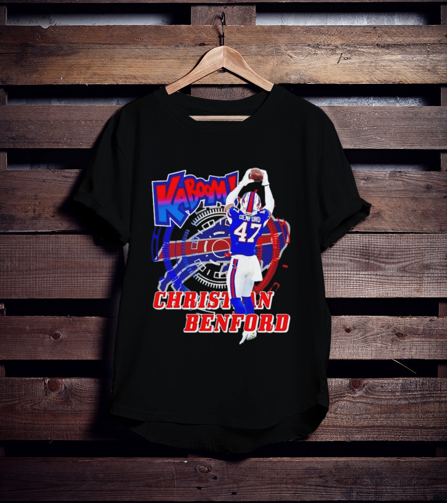 Kaboom Christian Benford 47 Buffalo Bills Football T-Shirt