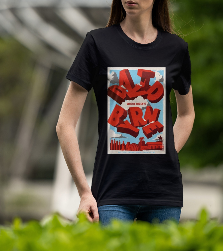 David Byrne Starlight Theatre May 5 2026 Kansas City MO Who Is The Sky T-Shirt