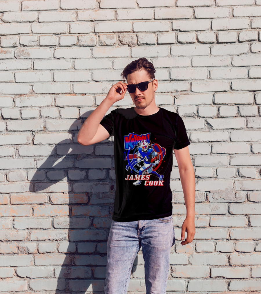 Kaboom James Cook Buffalo Bills Football Action Explosion T-Shirt