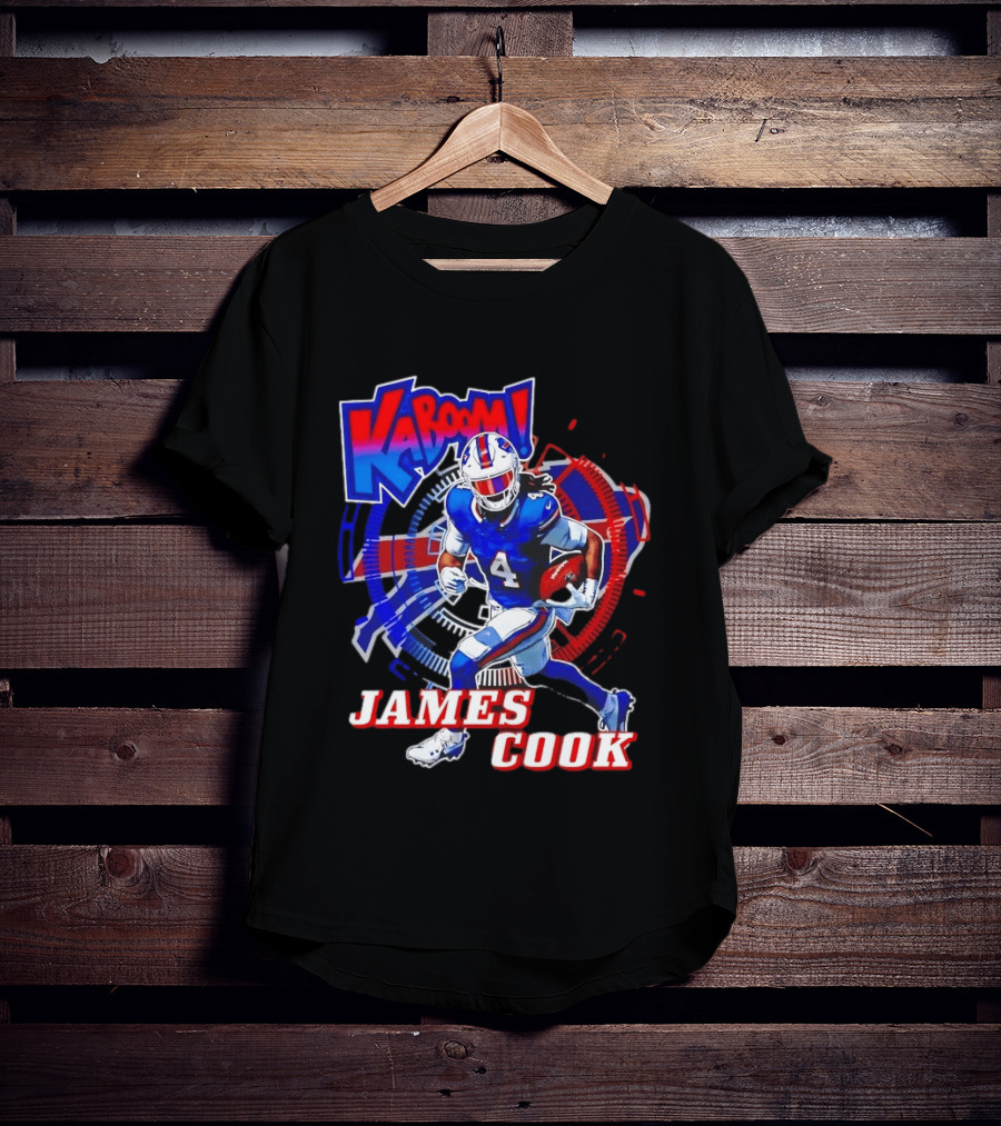 Kaboom James Cook Buffalo Bills Football Action Explosion T-Shirt