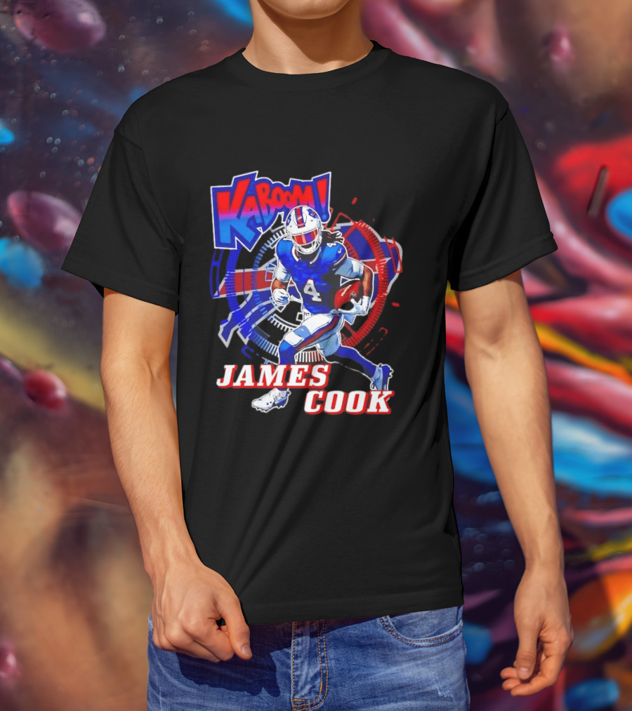 Kaboom James Cook Buffalo Bills Football Action Explosion T-Shirt