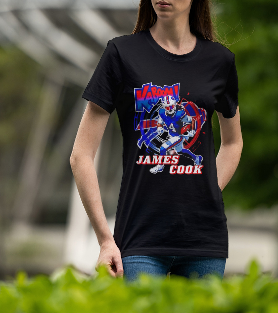 Kaboom James Cook Buffalo Bills Football Action Explosion T-Shirt