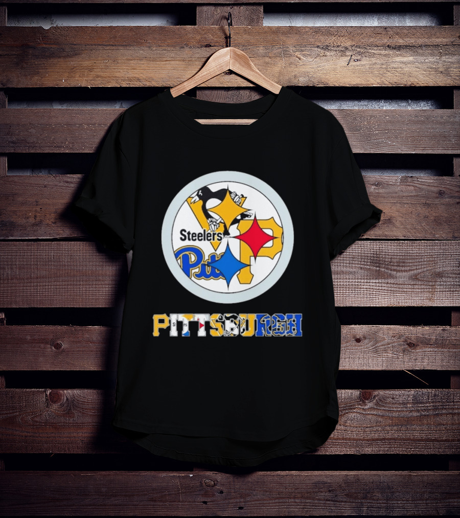 Pittsburgh Steelers Penguins Pirates Teams Logos T-Shirt
