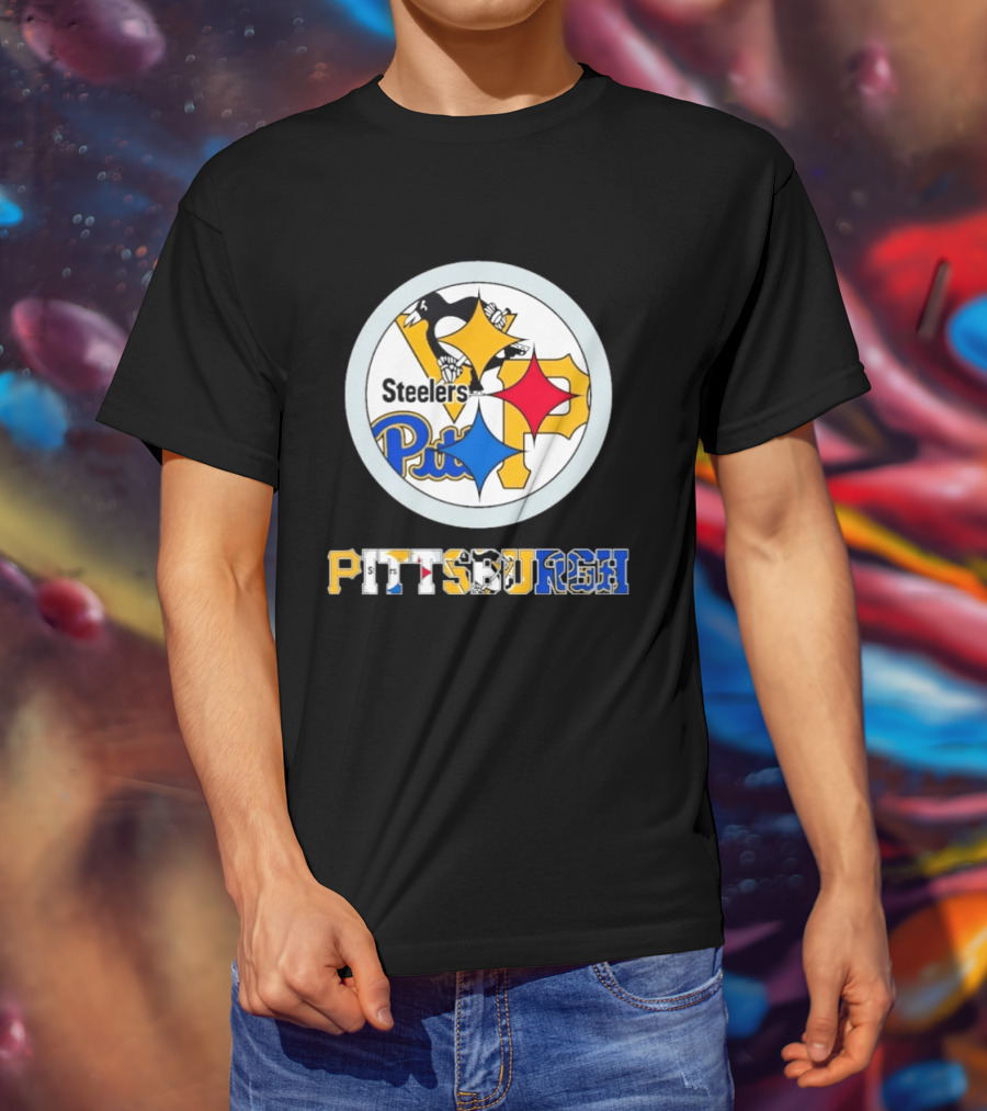 Pittsburgh Steelers Penguins Pirates Teams Logos T-Shirt