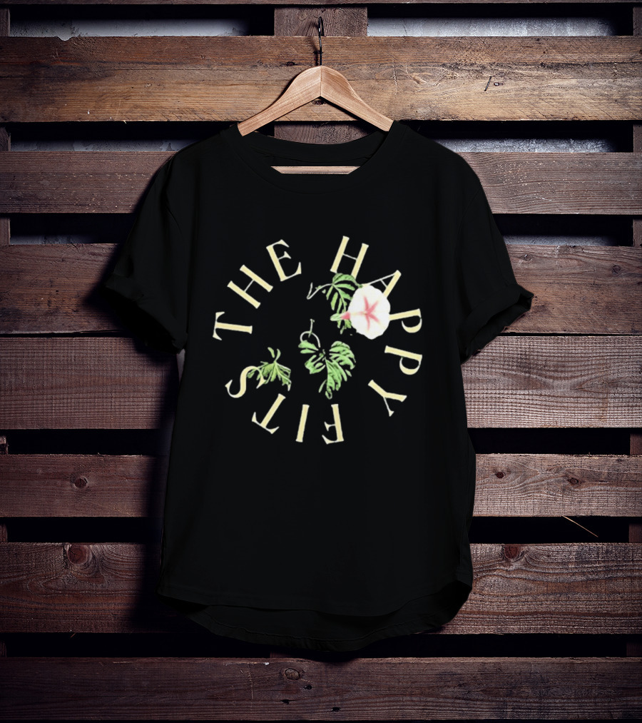 The Happy Fits Morning Glory Band Name Floral Motif T-Shirt