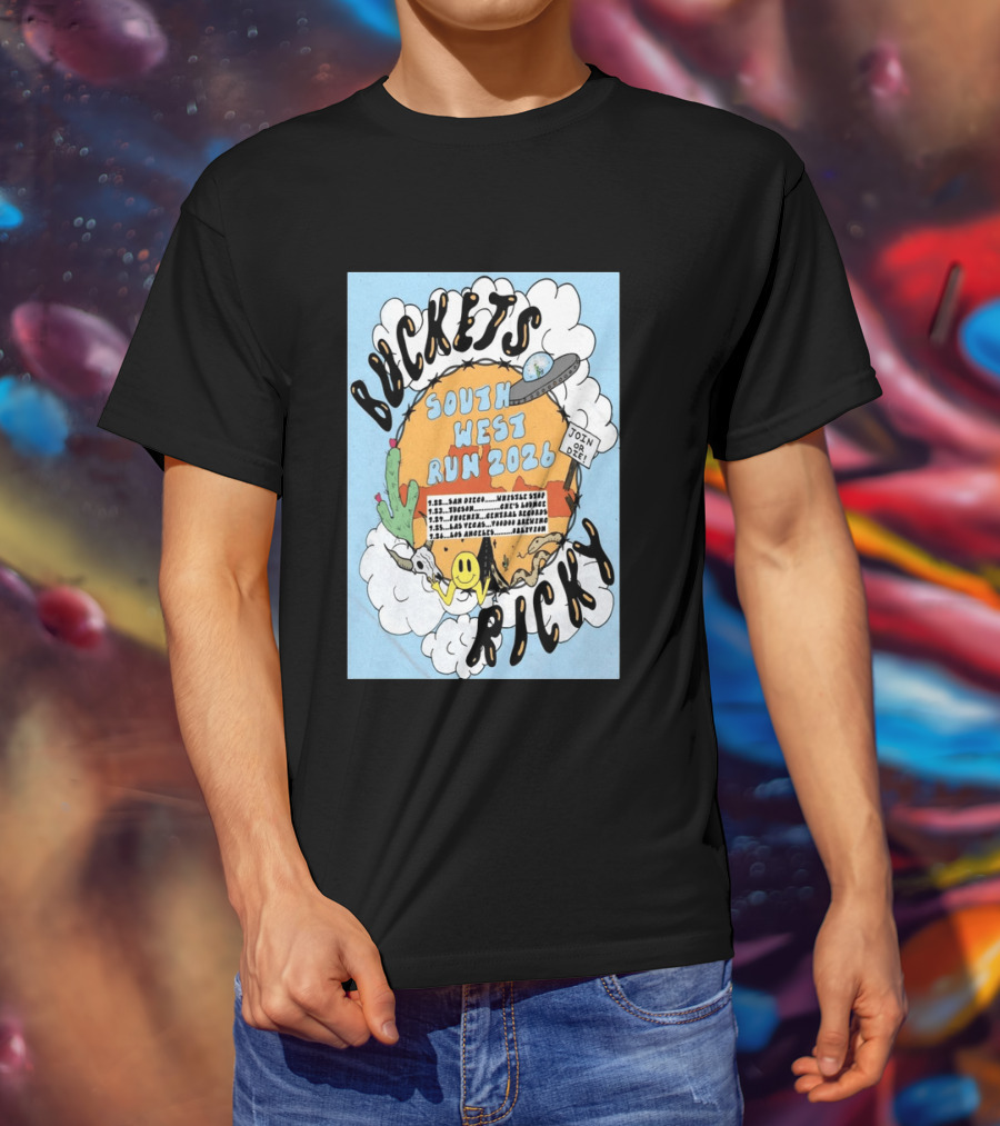 Buckets Ricky South West Run 2026 San Diego To Los Angeles Tour Dates UFO Cactus T-Shirt